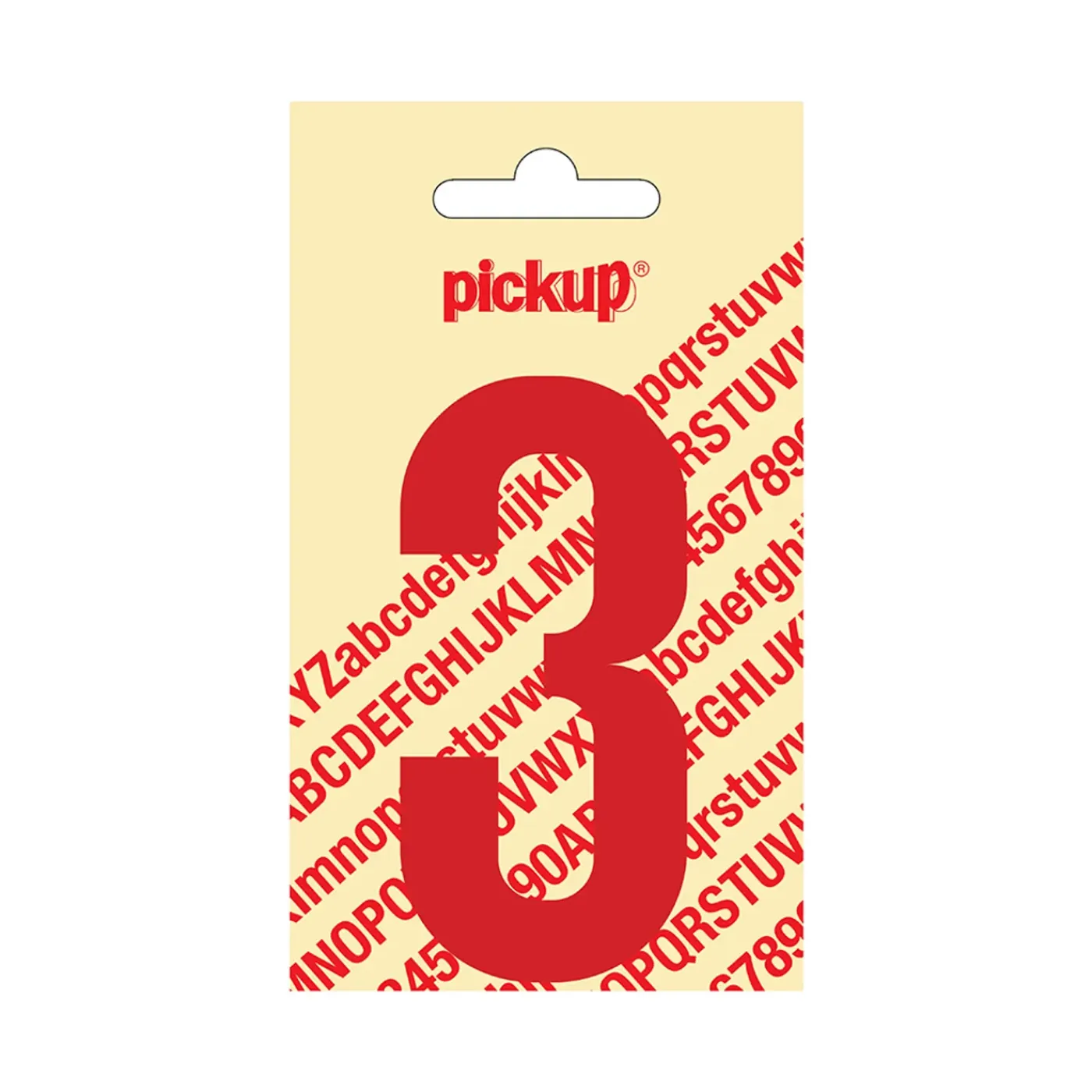 Pick Up PickUp Zelfklevend Cijfer Nobel - 3 - Kunststof - Rood - Hoogte 9cm