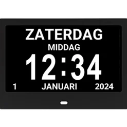 Pitt & Co. Dementieklok Analoog en Digitaal - met datum en dag en Medicijnalarm