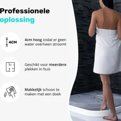 Pitt & Co. Waterkering Douche Zelfklevend – Waterstopper - 200 cm x 3cm x 4cm – Wit