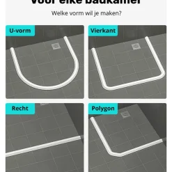 Pitt & Co. Waterkering Douche Zelfklevend – Waterstopper - 200 cm x 3cm x 4cm – Wit