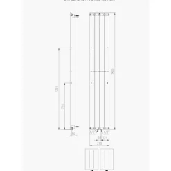Plieger Cavallino Retto Designradiator Verticaal Enkel Middenaansluiting 1800x298mm 614w Mat Wit
