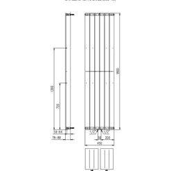 Plieger Cavallino Retto Designradiator Verticaal Enkel Middenaansluiting 1800x450mm 910w Wit