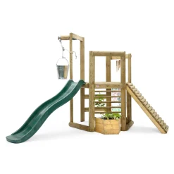 Plum Speeltoestel Treehouse Hout Discovery Woodland Naturel Met Groenex Glijbaan