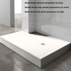 Poalgi - Douchebak Extra Plat Antislip - Serie Arena - Wit - 90x160 Cm - Textuur Sable