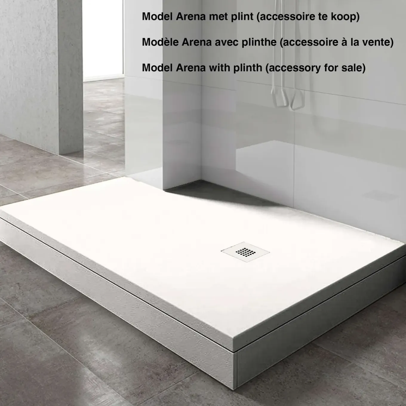 Poalgi - Douchebak Extra Plat Antislip - Serie Arena - Wit - 90x160 Cm - Textuur Sable