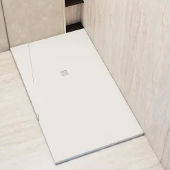 Poalgi - Douchebak Extra Plat Antislip - Serie Arena - Wit - 90x160 Cm - Textuur Sable