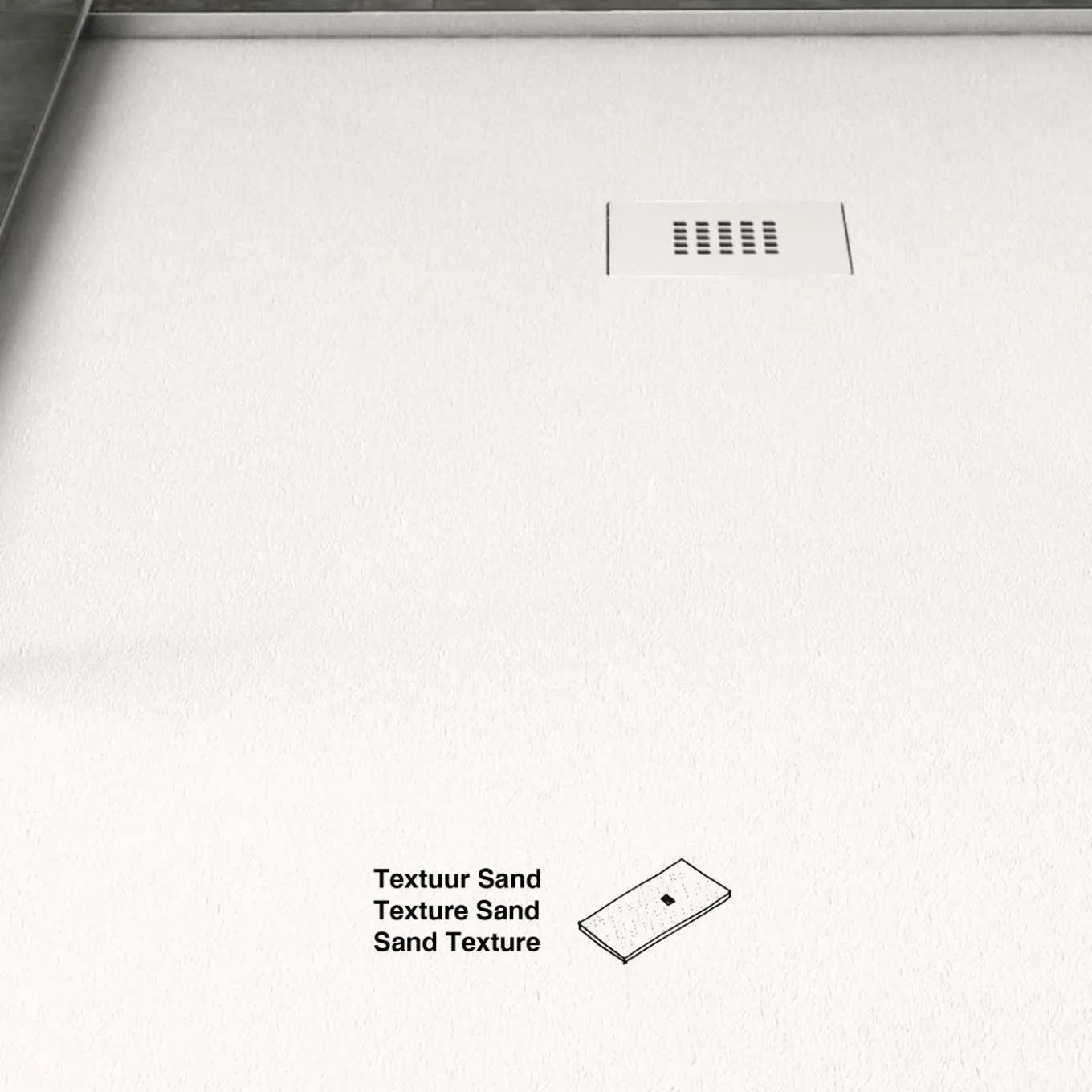 Poalgi - Douchebak Extra Plat Antislip - Serie Arena - Wit - 90x160 Cm - Textuur Sable