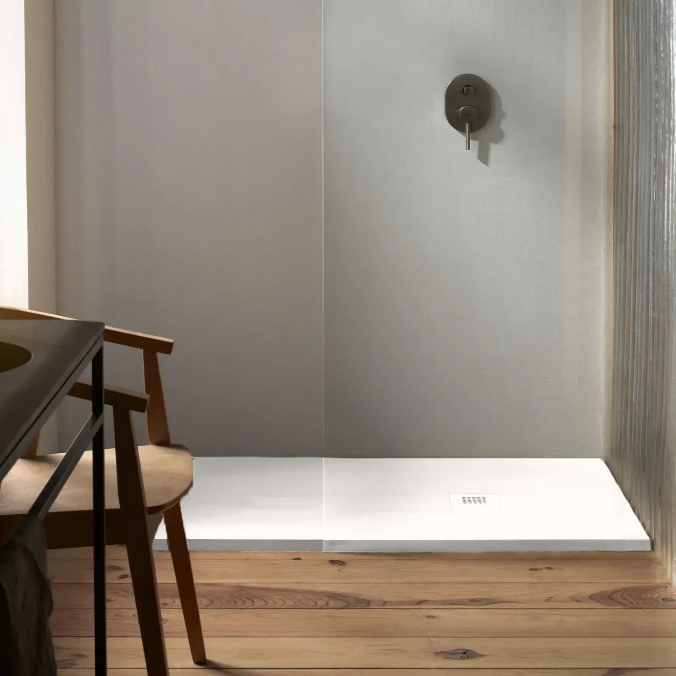 Poalgi - Douchebak Extra Plat Antislip - Serie Arena - Wit - 90x160 Cm - Textuur Sable