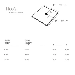 POALGI - Douchebak Extra Plat Antislip - Serie Hos's - Cement - 90x90 Cm - Textuur Leisteen