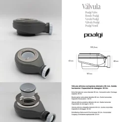 POALGI - Douchebak Extra Plat Antislip - Serie Hos's - Cement - 90x90 Cm - Textuur Leisteen