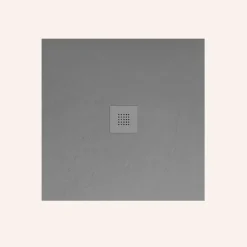 POALGI - Douchebak Extra Plat Antislip - Serie Hos's - Cement - 90x90 Cm - Textuur Leisteen