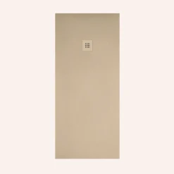 POALGI - Douchebak Extra Plat Antislip - Serie Hos's - Beige - 80x180 Cm - Textuur Leisteen