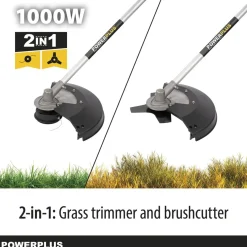 Powerplus Elektrische Bosmaaier 2 in 1 Maaier En Grastrimmer Met Schouderharnas, Tuingereedschap