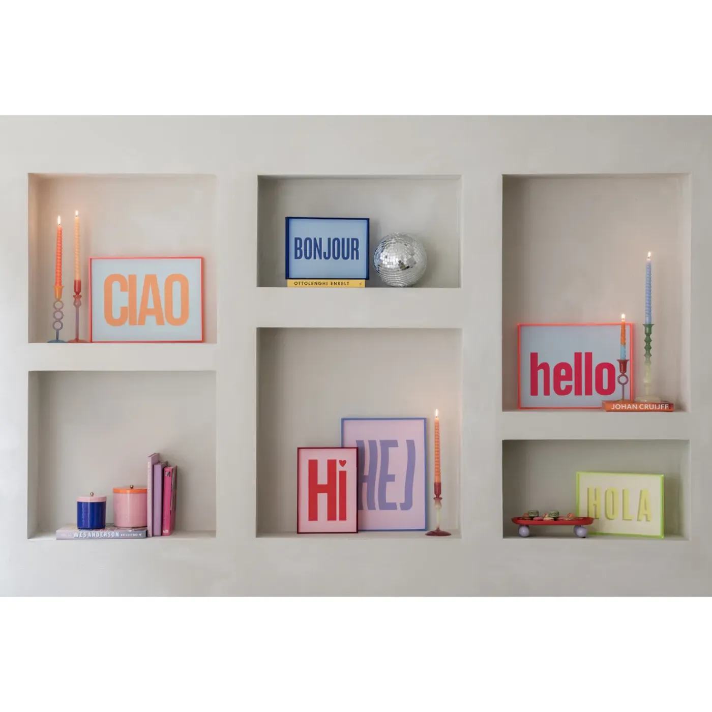 Present Time - Wall Art Bonjour Medium - Blauw