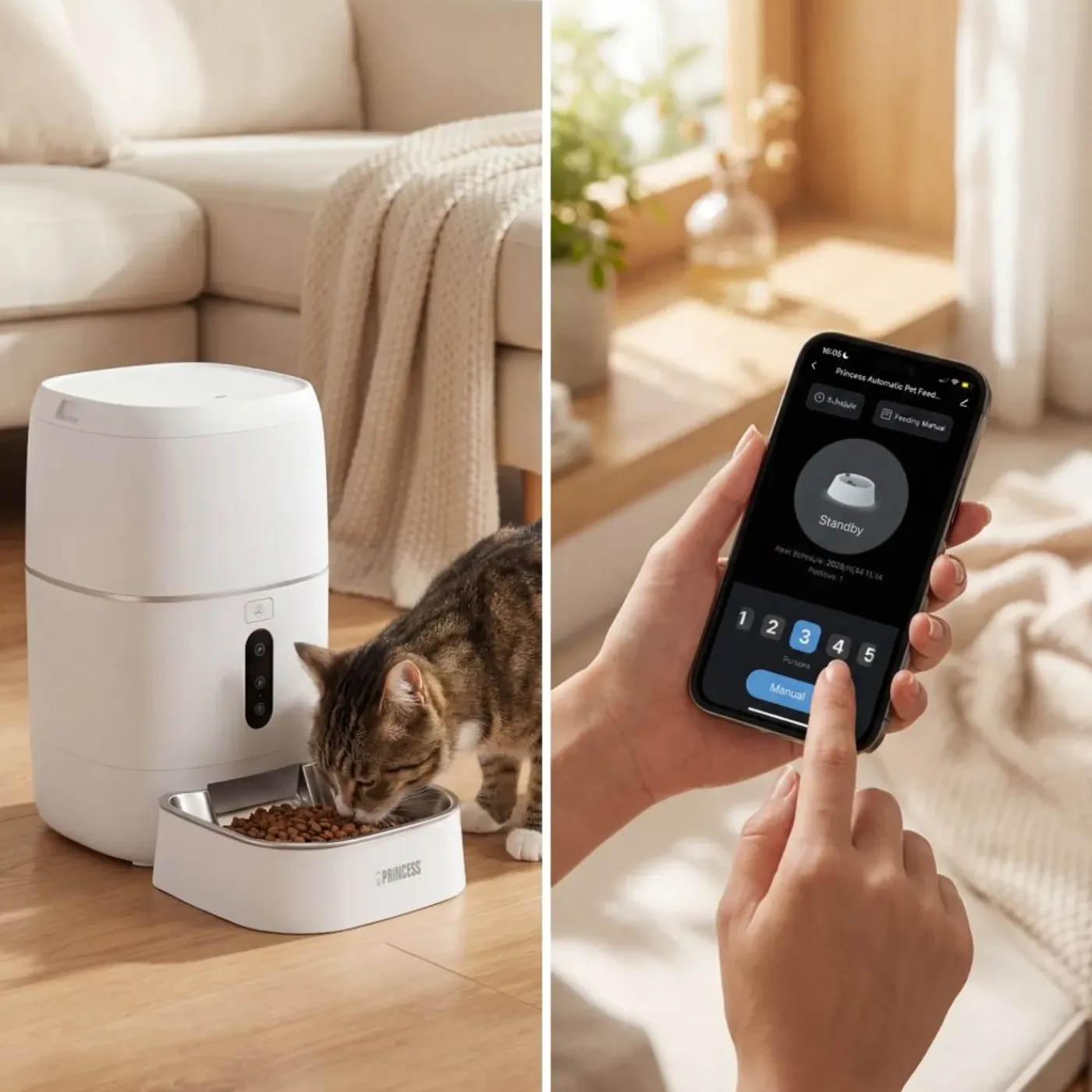 Princess - Automatische Voerbak 6L - Smart - Kat & Hond - App - RVS Kom - BPA-vrij - 610060