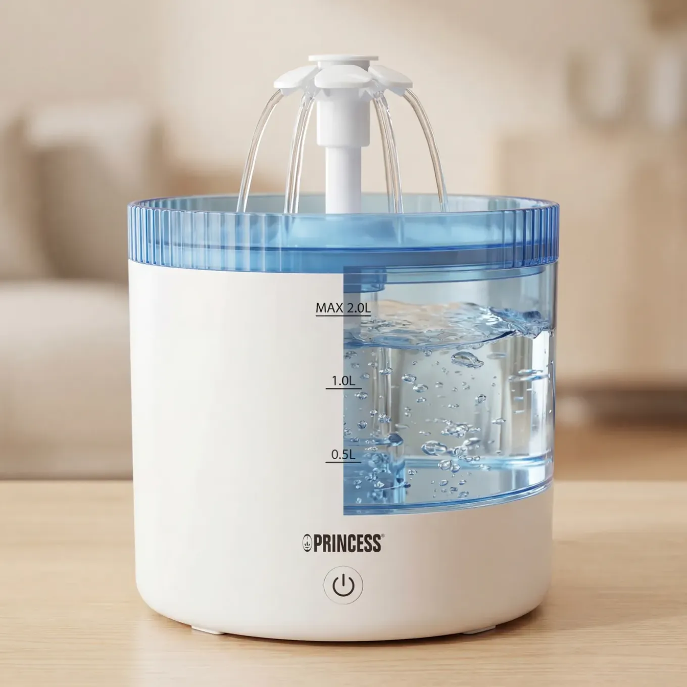 Princess - Drinkfontein 2L - 4-laags Filtratie - Fluisterstil 30 DB - BPA-vrij - 620010