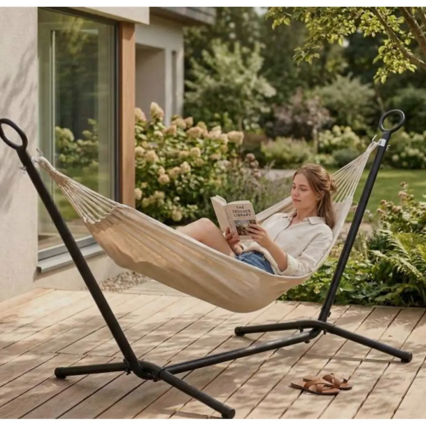 Progarden Hangmatstandaard Metaal 300x120x94 Cm Tot 120 Kg Met Haken