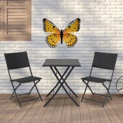 Pro Garden Wanddecoratie Vlinder - Geel - 34 X 28cm - Metaal