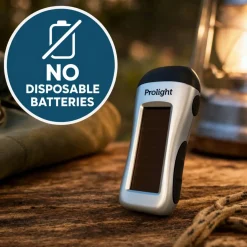 Prolight Zaklamp Oplaadbaar Via Dynamo, Usb En Solar - Grijs