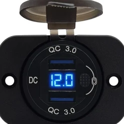 Proride - Usb Autolader - 2 Poorten - Qc3.0 18w - Voltmeter - Schakelaar - 12v - Ip54