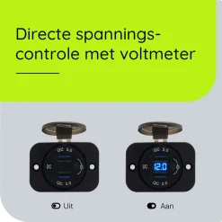 Proride - Usb Autolader - 2 Poorten - Qc3.0 18w - Voltmeter - Schakelaar - 12v - Ip54