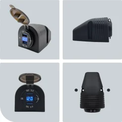 ProRide - Usb Autolader - 2 Poorten - Qc3.0 18w - Voltmeter - Schakelaar - 12v - Ip54