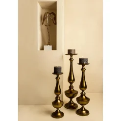 Ptmd Candlestick Centy - 21x21x85 Cm - Aluminium - Brass
