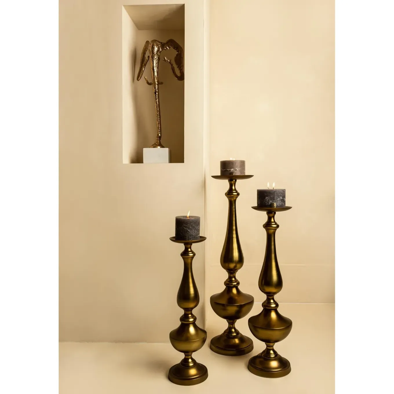 Ptmd Candlestick Centy - 21x21x85 Cm - Aluminium - Brass