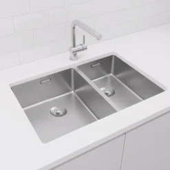 Pure.sink Comfort 1,5 Anderhalve Rvs Spoelbak 34+18 Cm Grote Bak Links Pcm341840-02.