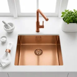 Pure.Sink Comfort Pvd Rosé Koper Spoelbak 50x40 Cm 10mm Radius Onderbouw, Vlakbouw En Opbouw