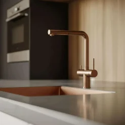 Pure.sink Elite Steel Clear-s Pvd Koper 3-weg Keukenkraan Met Uittrekbare Uitloop En Gefilterd Water