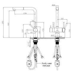 Pure.Sink Elite Steel Clear-s Pvd Geborsteld Goud 3-weg Keukenkraan Met Uittrekbare Uitloop En