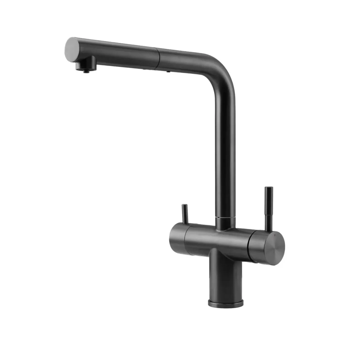 Pure.Sink Elite Steel Clear-s Pvd Gun Metal 3-weg Keukenkraan Met Uittrekbare Uitloop En Gefilterd