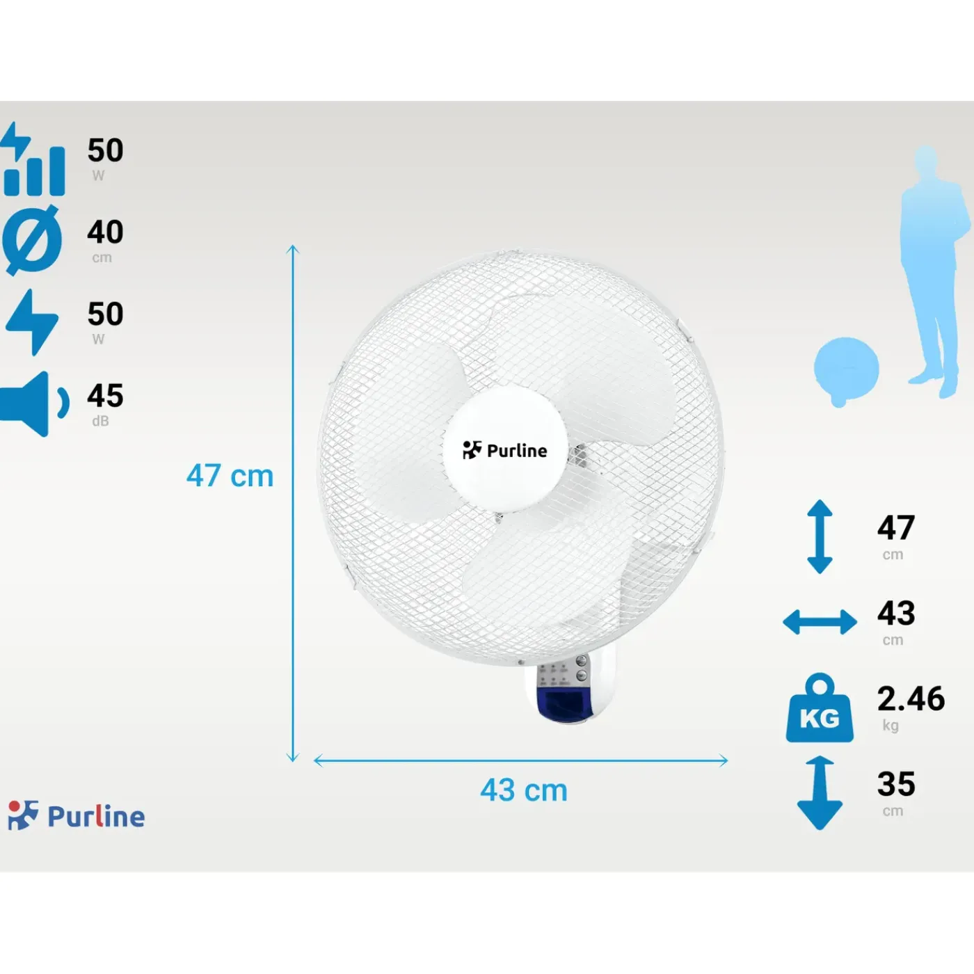 PURLINE Digitale Wandventilator Met Bediening