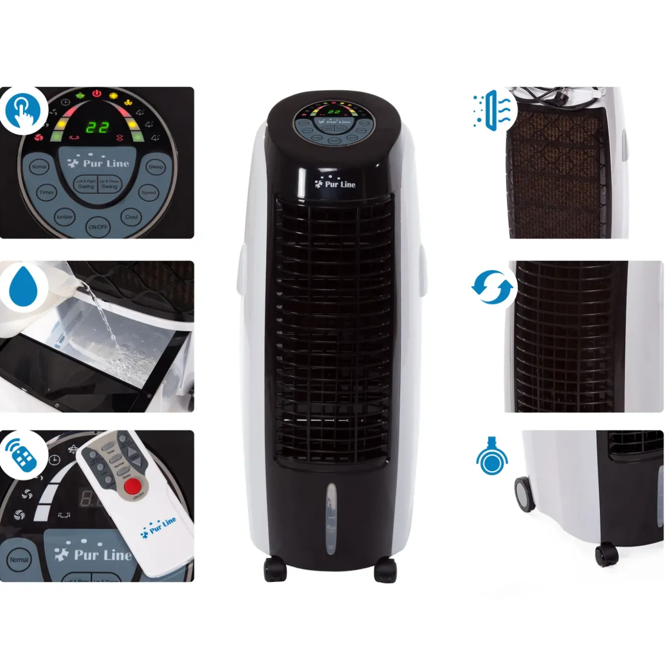 Purline Draagbare Verdampingsairconditioner Met 6 Snelheden En Timer