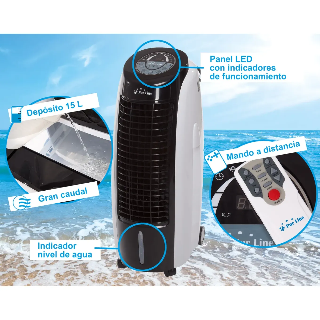 Purline Draagbare Verdampingsairconditioner Met 6 Snelheden En Timer
