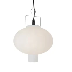 Qazqa Buiten Hanglamp Wit 35 Cm Met Stekker Ip44 - Pion