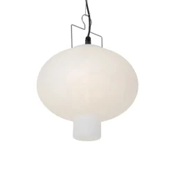 Qazqa Buiten Hanglamp Wit 35 Cm Met Stekker Ip44 - Pion