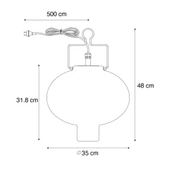 Qazqa Buiten Hanglamp Wit 35 Cm Met Stekker Ip44 - Pion