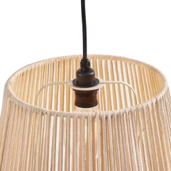 Qazqa Buiten Hanglamp Zwart Met Beige Kappen Van Touw 3-lichts Ip44 - Cava Jayla