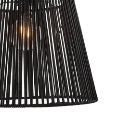 Qazqa Buiten Hanglamp Zwart Met Zwarte Kap Van Touw 3-lichts Ip44 - Cava Jayla