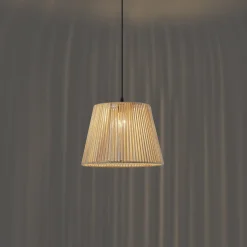 QAZQA Buiten Hanglamp Zwart Met Beige Kap Van Touw Ip44 - Cava Jayla