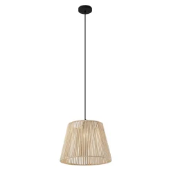QAZQA Buiten Hanglamp Zwart Met Beige Kap Van Touw Ip44 - Cava Jayla