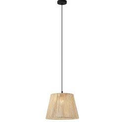 QAZQA Buiten Hanglamp Zwart Met Beige Kap Van Touw Ip44 - Cava Jayla