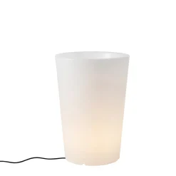 QAZQA Buiten Vloerlamp Wit 60 Cm Bloempot Ip65 - Verano