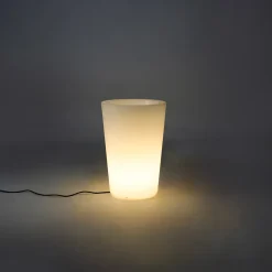 QAZQA Buiten Vloerlamp Wit 60 Cm Bloempot Ip65 - Verano