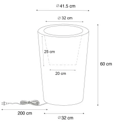 QAZQA Buiten Vloerlamp Wit 60 Cm Bloempot Ip65 - Verano