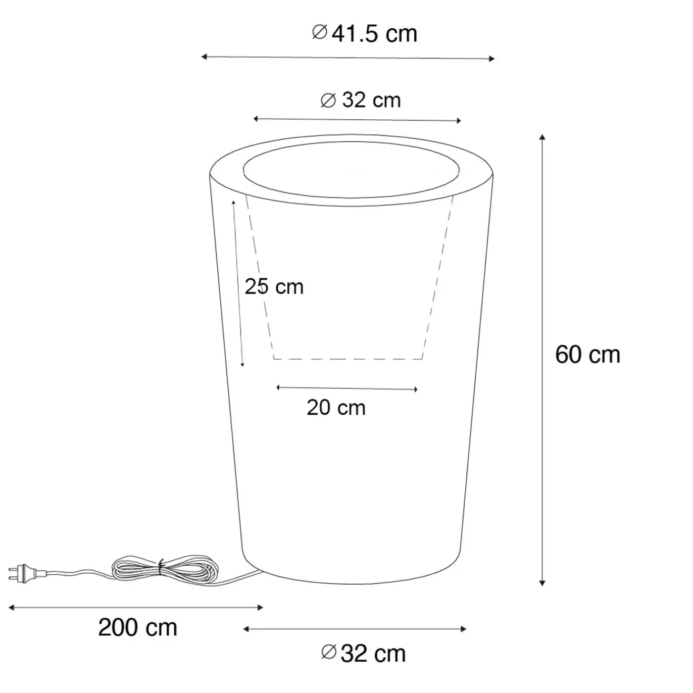 QAZQA Buiten Vloerlamp Wit 60 Cm Bloempot Ip65 - Verano
