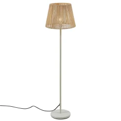 Qazqa Buiten Vloerlamp Wit Met Kap Beige Touw Ip44 - Virginia Jayla