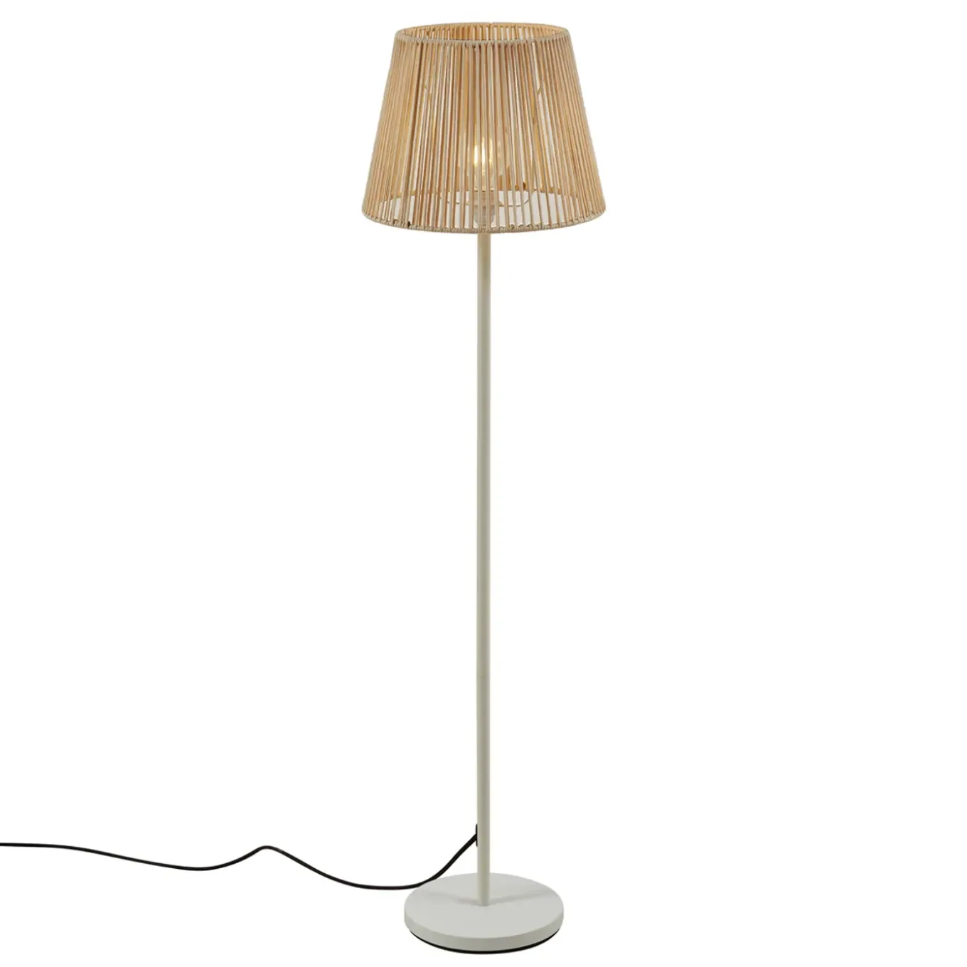 Qazqa Buiten Vloerlamp Wit Met Kap Beige Touw Ip44 - Virginia Jayla